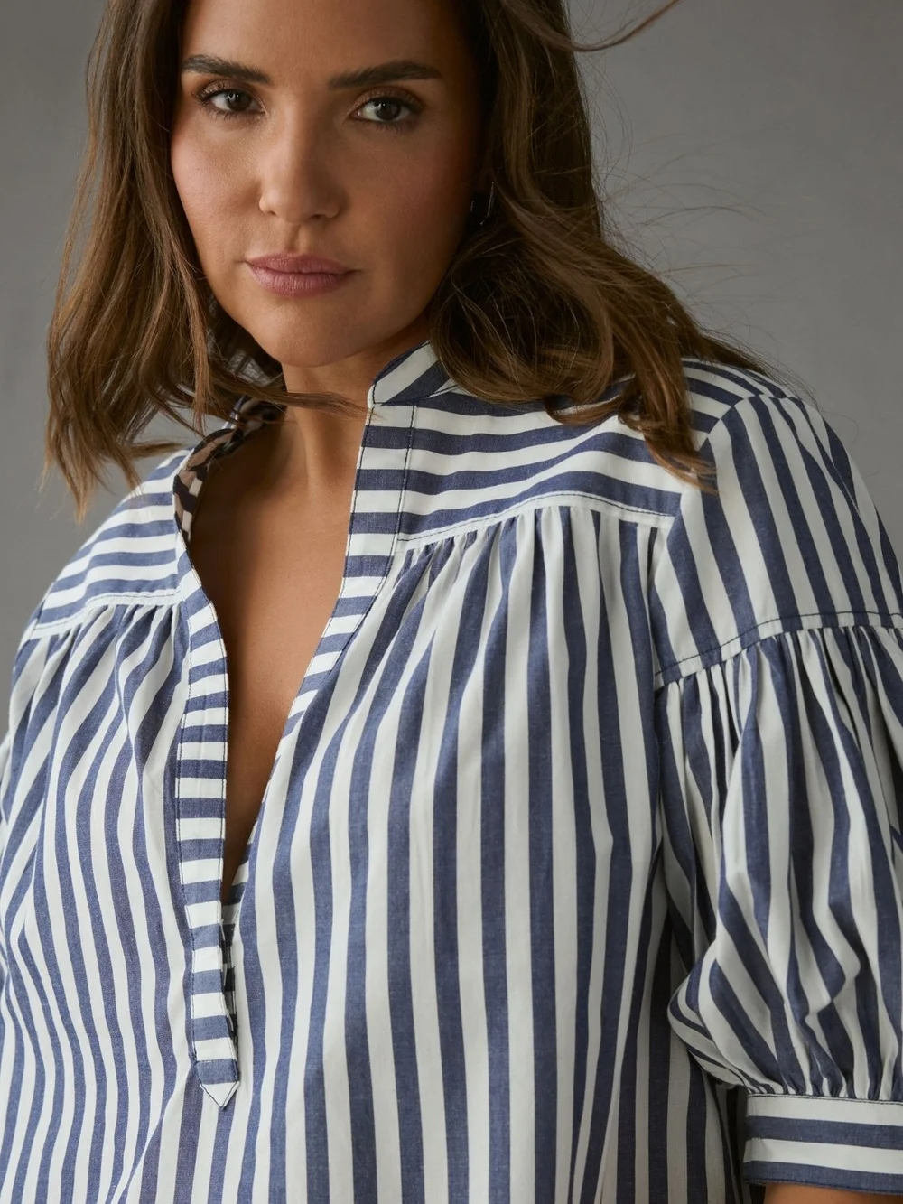 Anthropologie Darcey Popover Swing Top Blue Striped Blouse 3X Like New